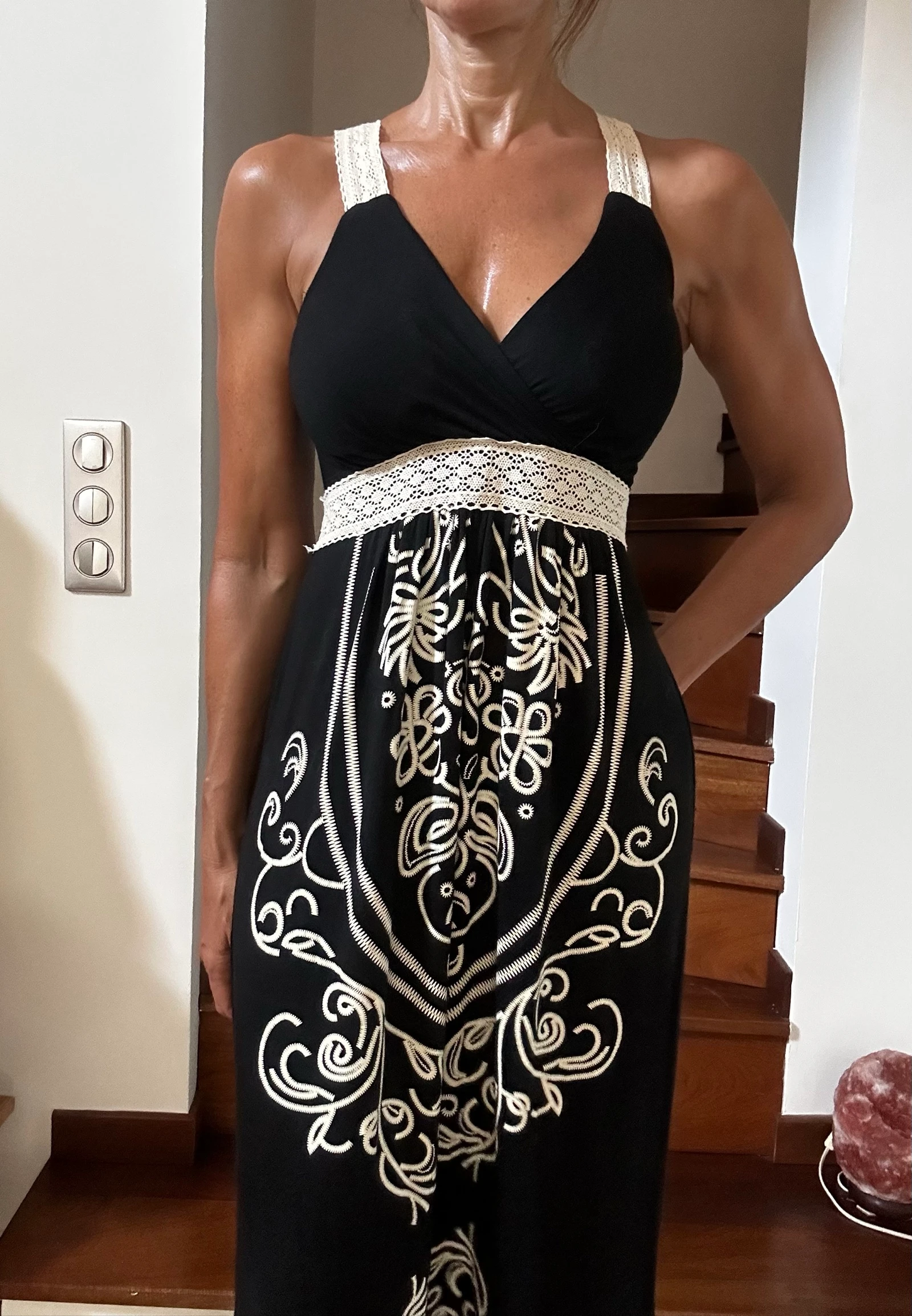 Long bohemian black & ecru dress – Size S/M – photo 12